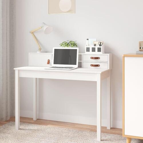 Skrivebord 110x50x93 cm massivt fyrretræ hvid