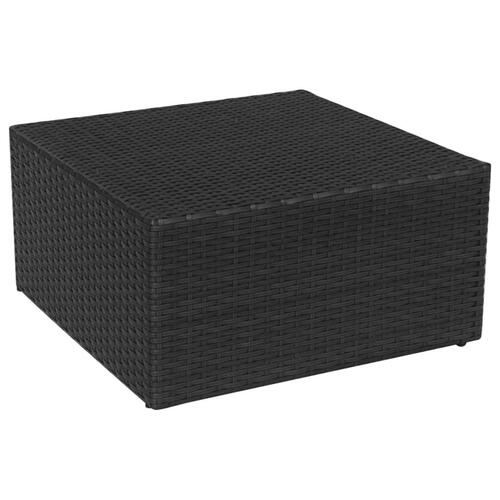 Havestol med fodskammel polyrattan sort