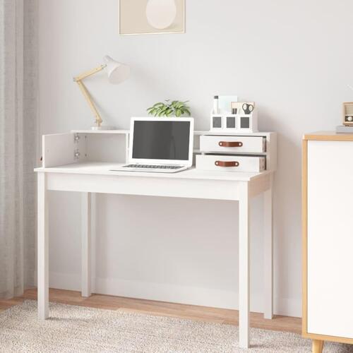 Skrivebord 110x50x93 cm massivt fyrretræ hvid