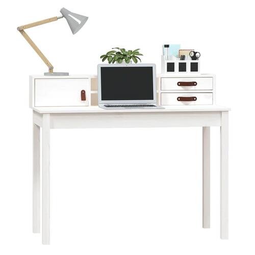 Skrivebord 110x50x93 cm massivt fyrretræ hvid