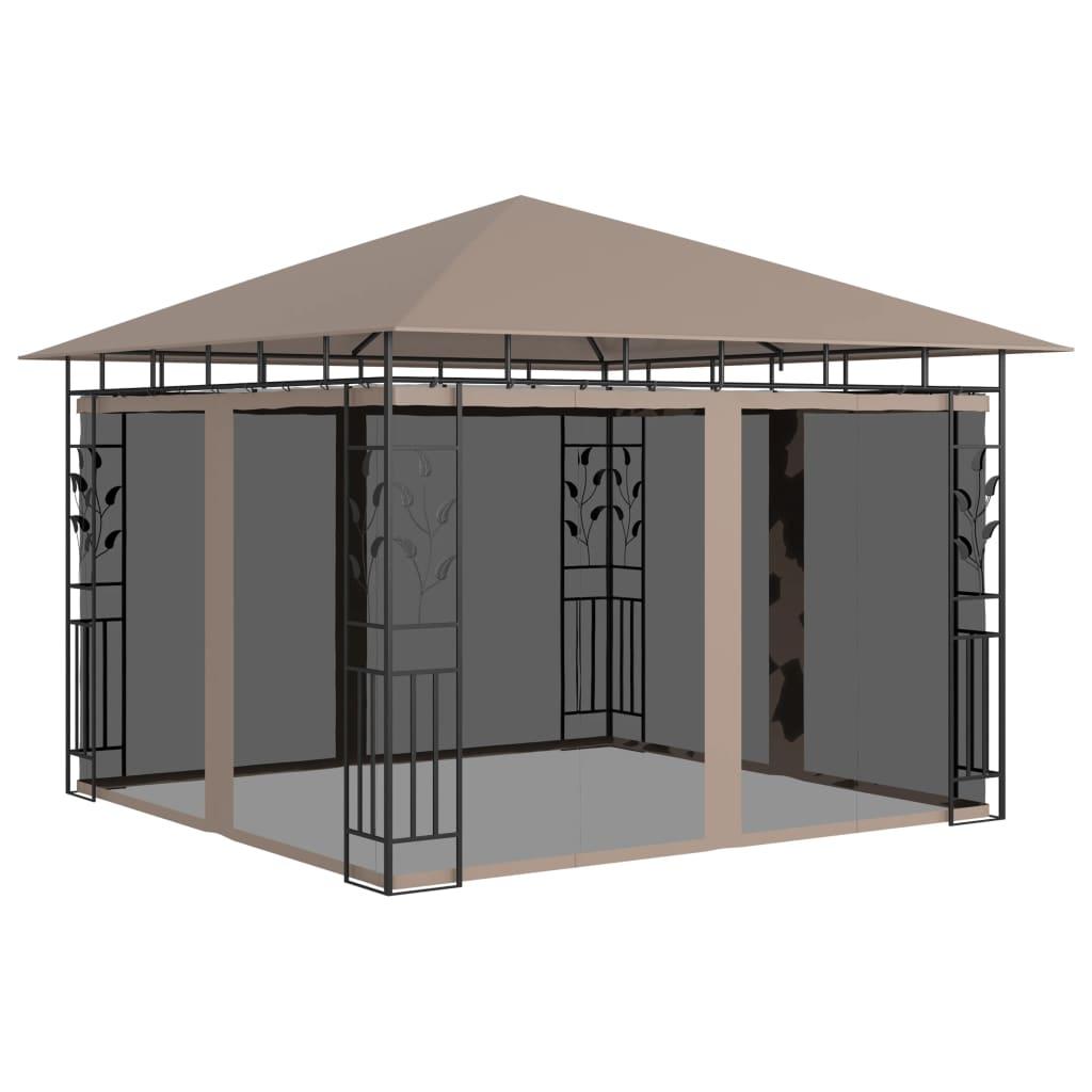Pavillon med myggenet 3x3x2,73 m 180 g/m² gråbrun billede