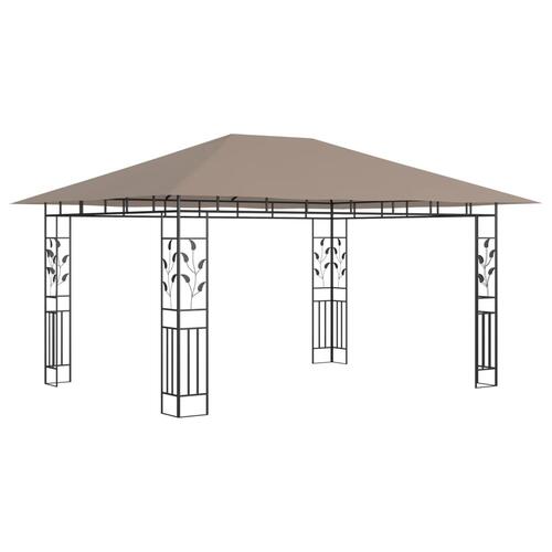 Pavillon med myggenet 4x3x2,73 m 180 g/m² gråbrun
