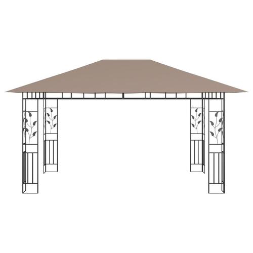 Pavillon med myggenet 4x3x2,73 m 180 g/m² gråbrun