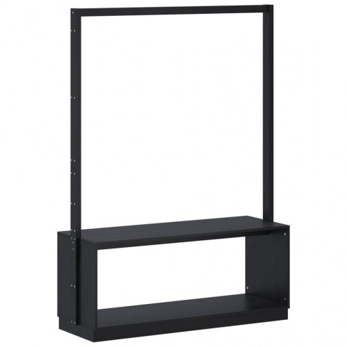 Tøjstativ med skoopbevaring 113x40x157,5 cm massivt fyr sort