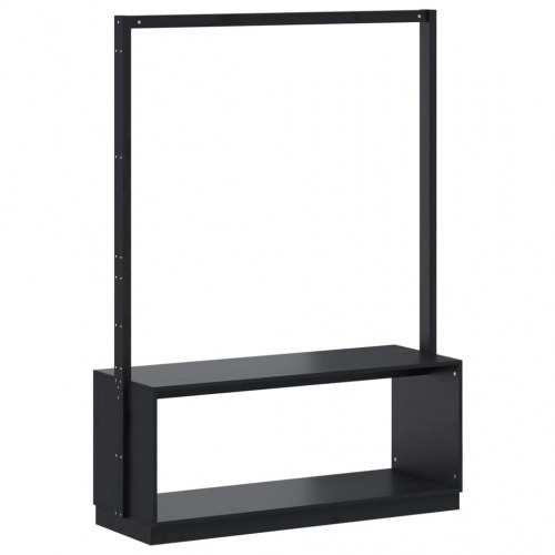 Tøjstativ med skoopbevaring 113x40x157,5 cm massivt fyr sort