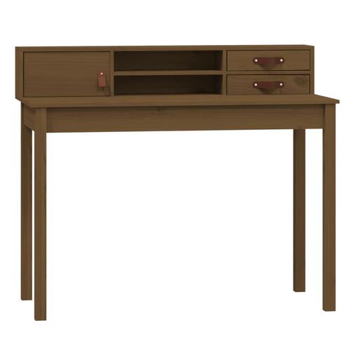 Skrivebord 110x50x93 cm massivt fyrretræ gyldenbrun