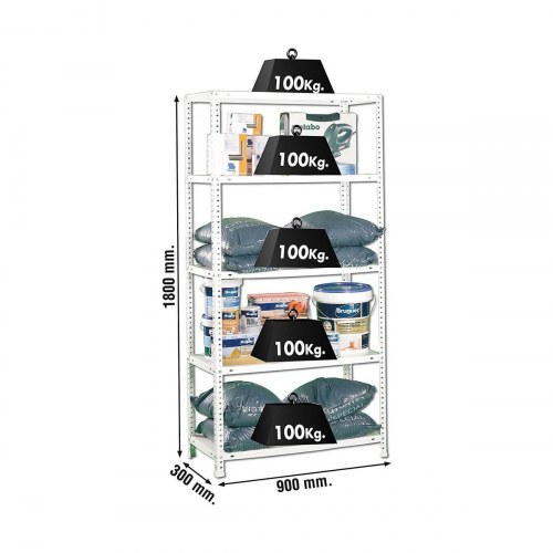 Simon Rack Comfort 5/300 reol - metal, 5 hylder, 180 × 90 × 30 cm