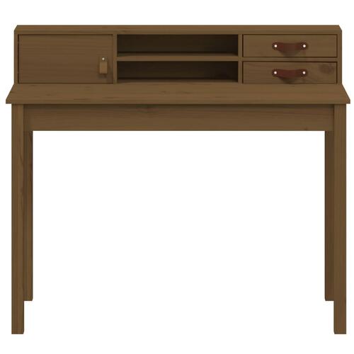 Skrivebord 110x50x93 cm massivt fyrretræ gyldenbrun