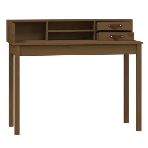 Skrivebord 110x50x93 cm massivt fyrretræ gyldenbrun