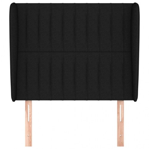 Sengegavl med kanter i stof 103 x 23 x 118/128 cm - sort