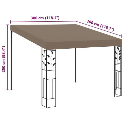 Vægmonteret pavillon 3x3x2,5 m gråbrun