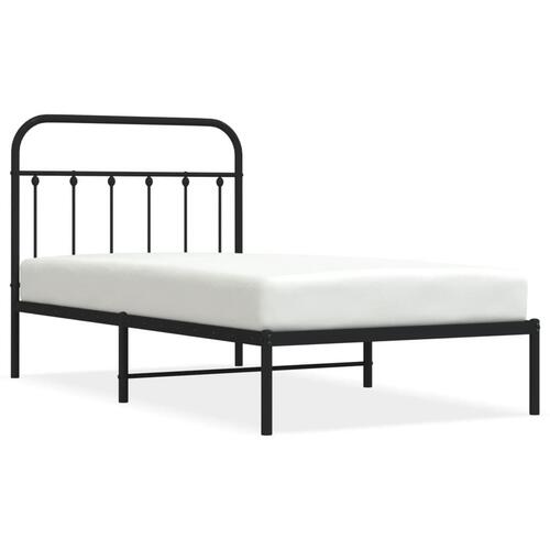 Sengeramme med sengegavl 100x190 cm metal sort