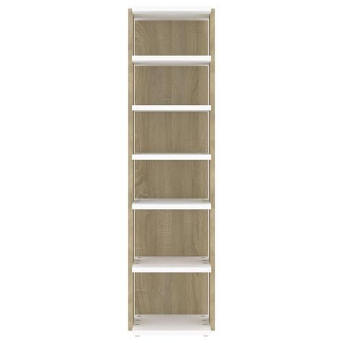 Skoskab 27,5x27x102 cm konstrueret træ hvid og sonoma-eg