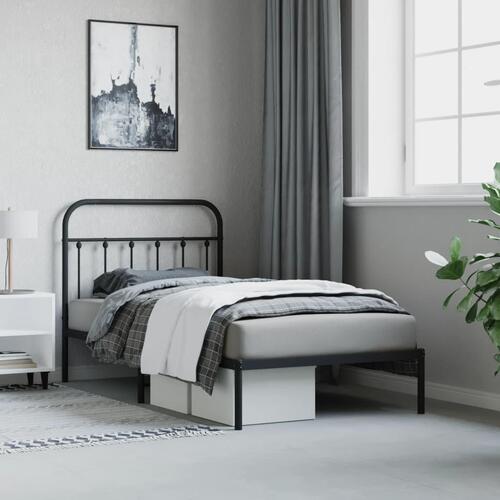 Sengeramme med sengegavl 100x190 cm metal sort