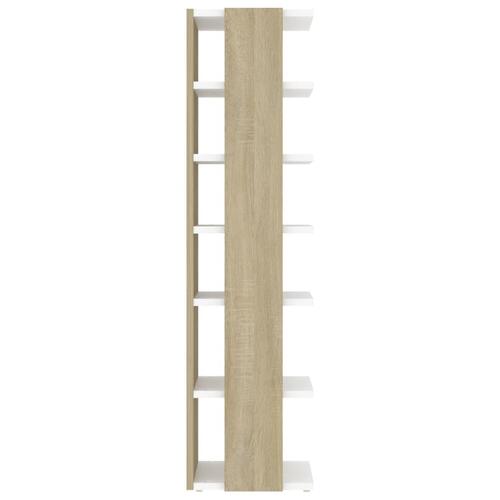 Skoskab 27,5x27x102 cm konstrueret træ hvid og sonoma-eg