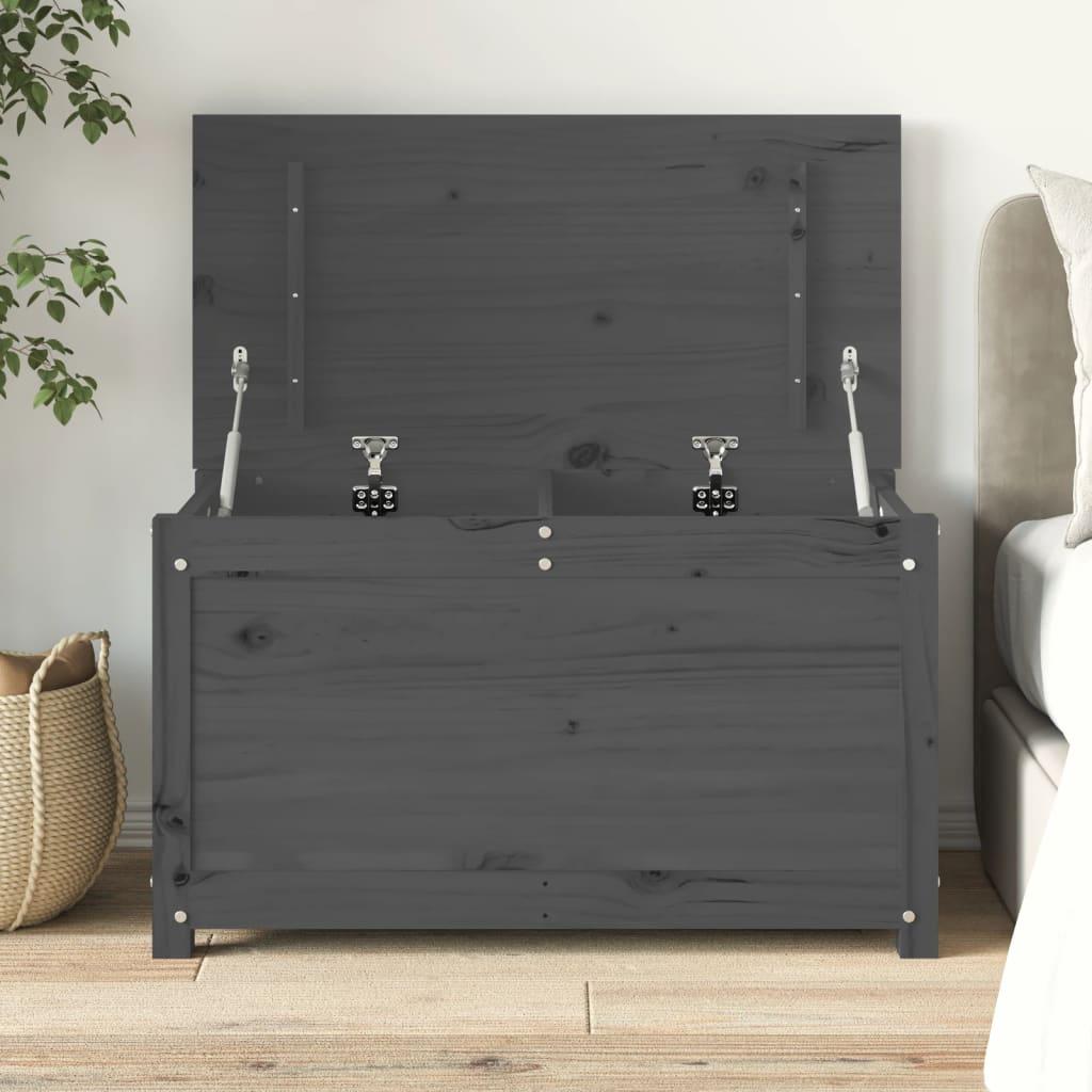 Opbevaringskasse 80x40x45,5 cm massivt fyrretræ grå