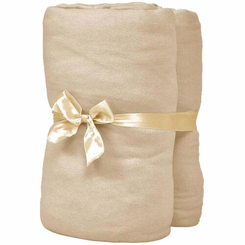 Faconsyede lagener til vandsenge 2 stk. 180 x 200 cm bomuldsjersey beige