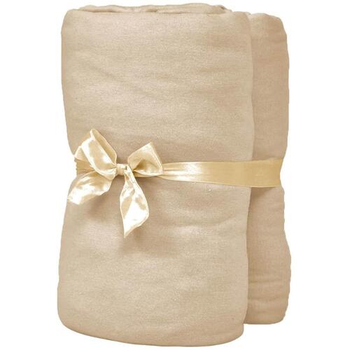 Faconsyede lagener 2 stk. 190 x 200 cm bomuldsjersey beige