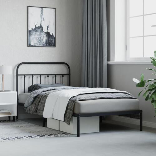 Sengeramme med sengegavl 107x203 cm metal sort