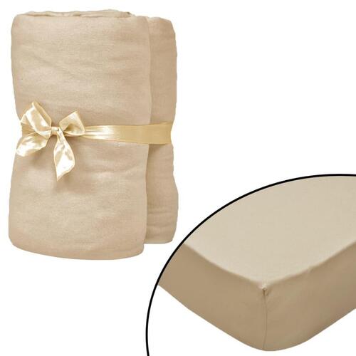 Faconsyede lagener 2 stk. 190 x 200 cm bomuldsjersey beige