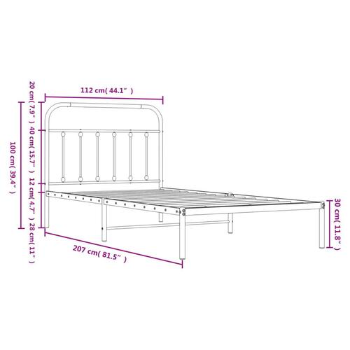 Sengeramme med sengegavl 107x203 cm metal sort