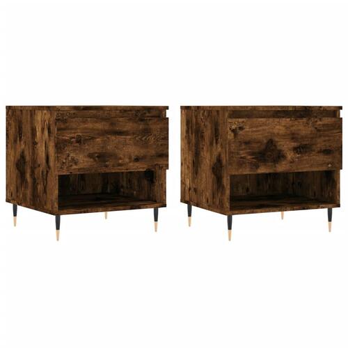 Sofaborde 2 stk. 50x46x50 cm konstrueret træ røget egetræsfarve