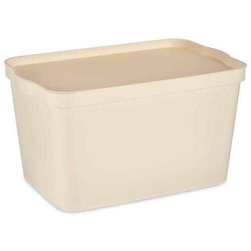 Opbevaringsboks med låg Flødefarvet Plastik 24 L 29,3 x 24,5 x 45 cm (6 enheder)