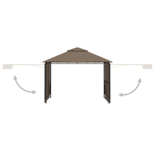 Pavillon med udvidelige dobbelttage 3x3x2,75 m 180g/m² gråbrun