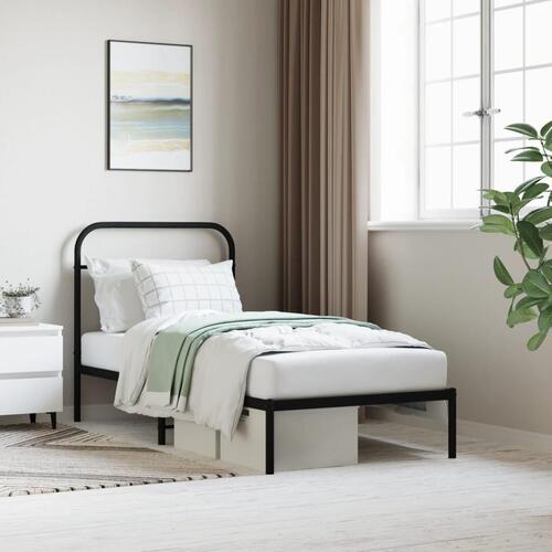 Sengeramme med sengegavl 90x190 cm metal sort