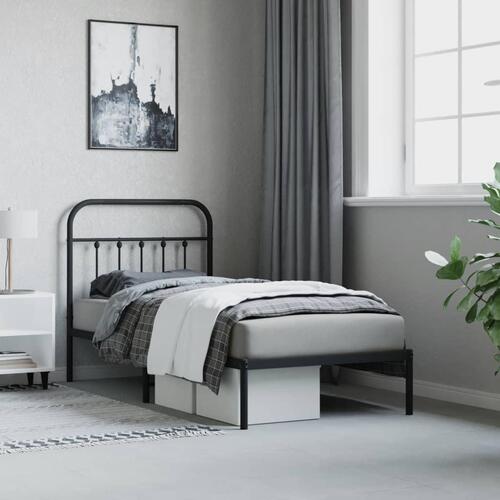 Sengeramme med sengegavl 90x190 cm metal sort