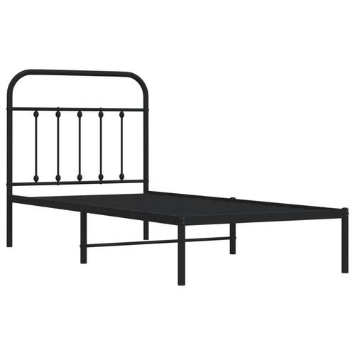 Sengeramme med sengegavl 90x190 cm metal sort