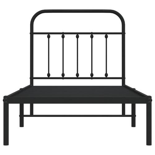 Sengeramme med sengegavl 90x190 cm metal sort