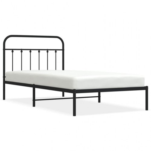 Sengeramme med sengegavl 100×200 cm - metal, sort