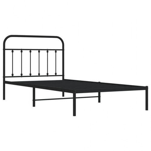 Sengeramme med sengegavl 100×200 cm - metal, sort