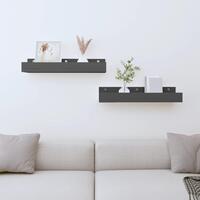Væghylder 2 stk. 50x12x9 cm massivt fyrretræ grå
