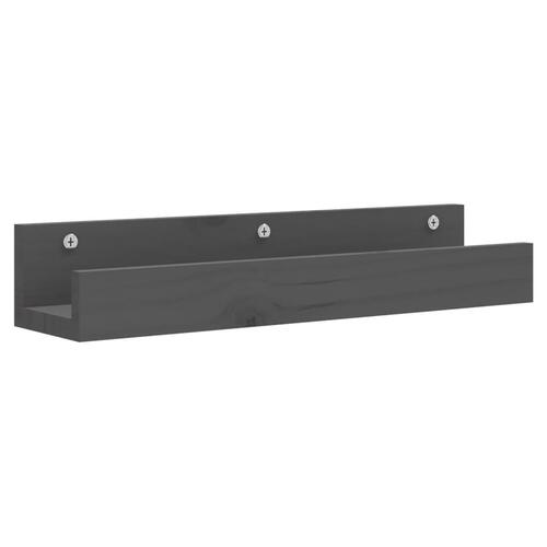 Væghylder 2 stk. 50x12x9 cm massivt fyrretræ grå