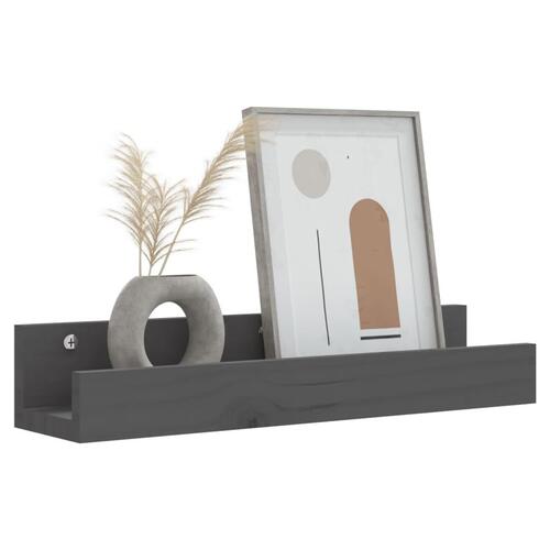 Væghylder 2 stk. 50x12x9 cm massivt fyrretræ grå