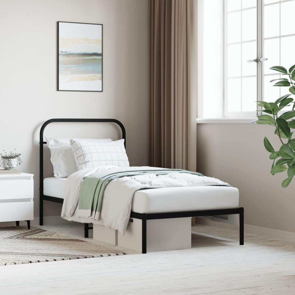 Sengeramme med sengegavl 90x200 cm metal sort