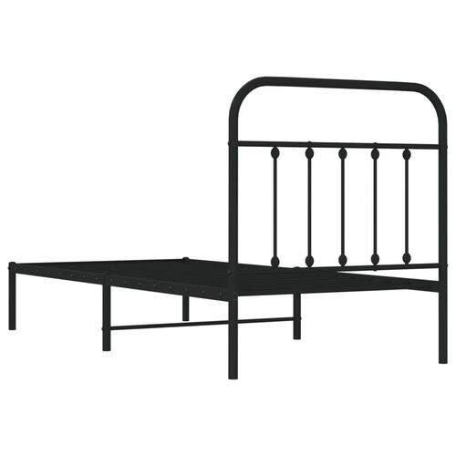 Sengeramme med sengegavl 90x200 cm metal sort