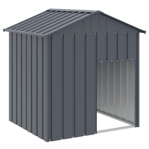 Hundehus med tag 117x103x123 cm galvaniseret stål antracitgrå