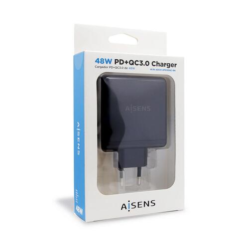 USB-oplader væggen Aisens ASCH-2PD30QC-BK Sort 48 W USB-C (1 enheder)