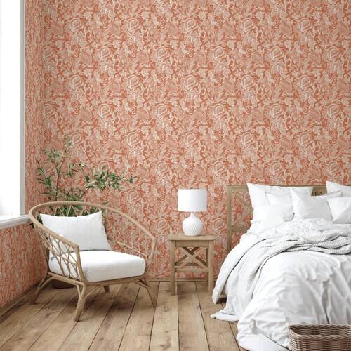 DUTCH WALLCOVERINGS tapet Mae orange og beige