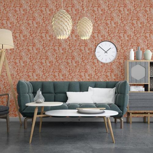 DUTCH WALLCOVERINGS tapet Mae orange og beige