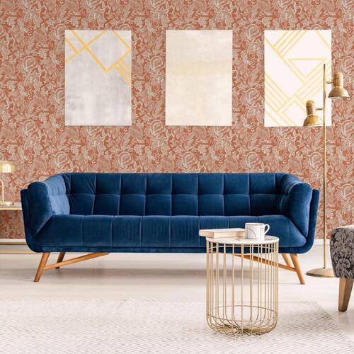 DUTCH WALLCOVERINGS tapet Mae orange og beige
