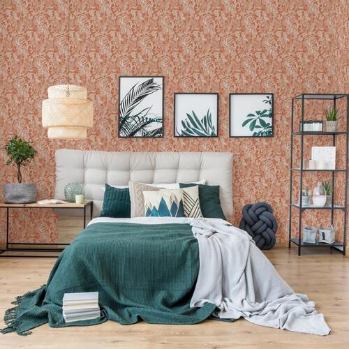 DUTCH WALLCOVERINGS tapet Mae orange og beige