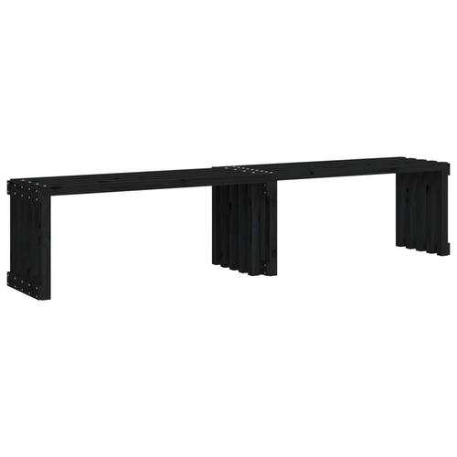 Havebænk 212,5x40,5x45 cm udvideligt design massivt fyr sort
