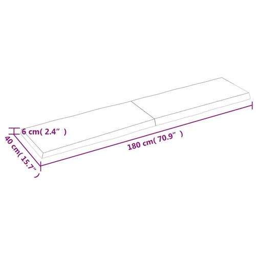Bordplade 180x40x(2-6)cm naturlig kant ubehandlet massivt træ