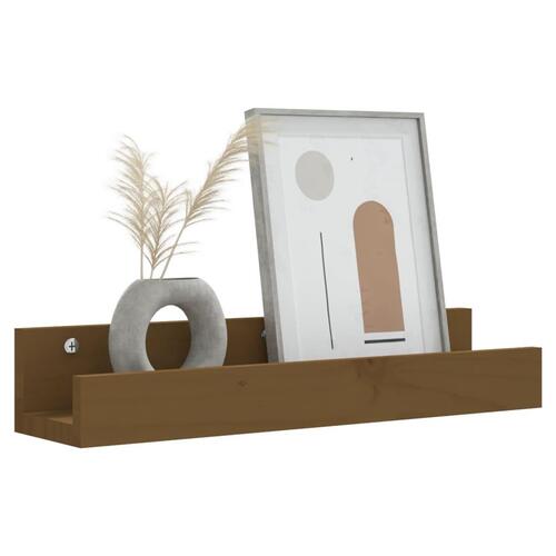 Væghylder 2 stk. 50x12x9 cm massivt fyrretræ gyldenbrun
