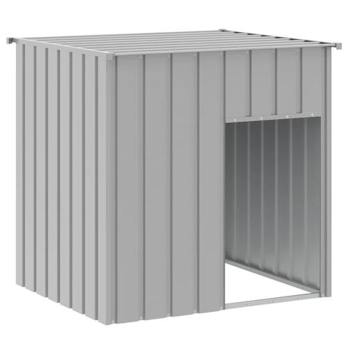 Hundehus med tag 110x103x109 cm galvaniseret stål lysegrå