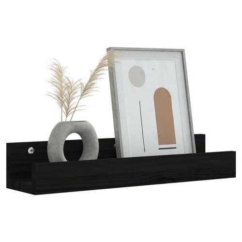 Væghylder 2 stk. 50x12x9 cm massivt fyrretræ sort